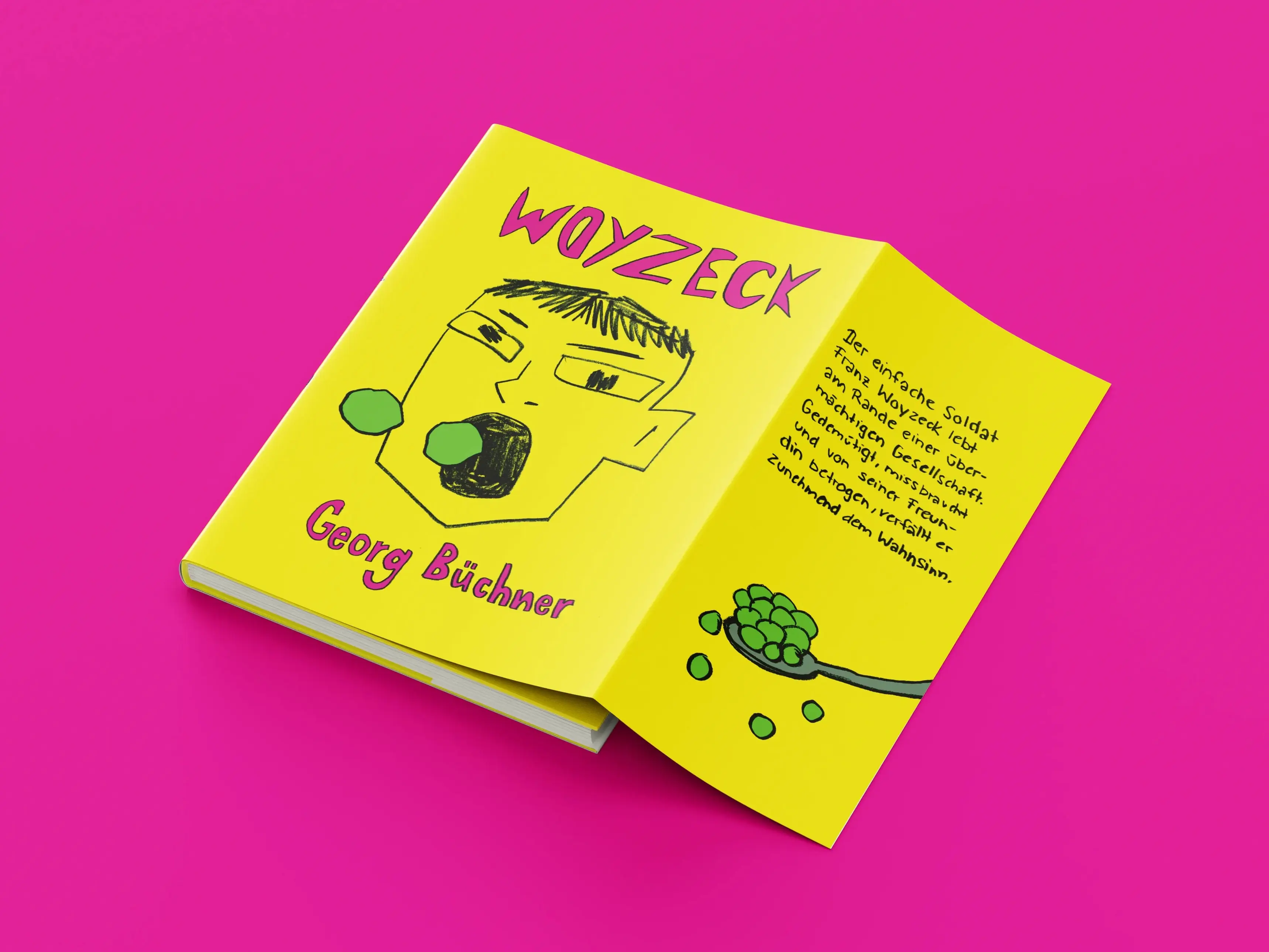Das ist ein illustriertes Buchcover des Klassikers Woyzeck.